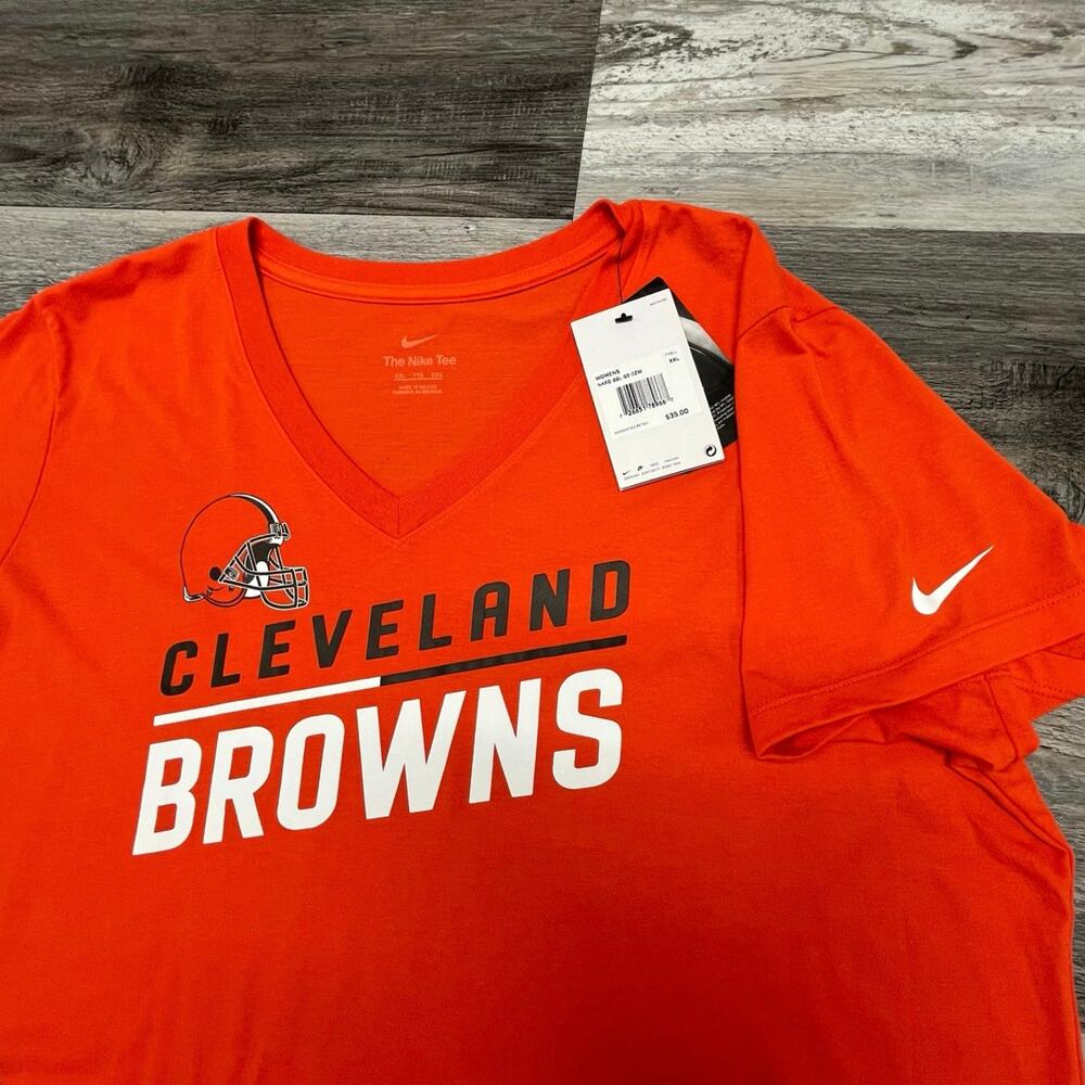NWT NEW The Nike Tee Cleveland Browns Orange White Womens XXL Swoosh T-Shirt